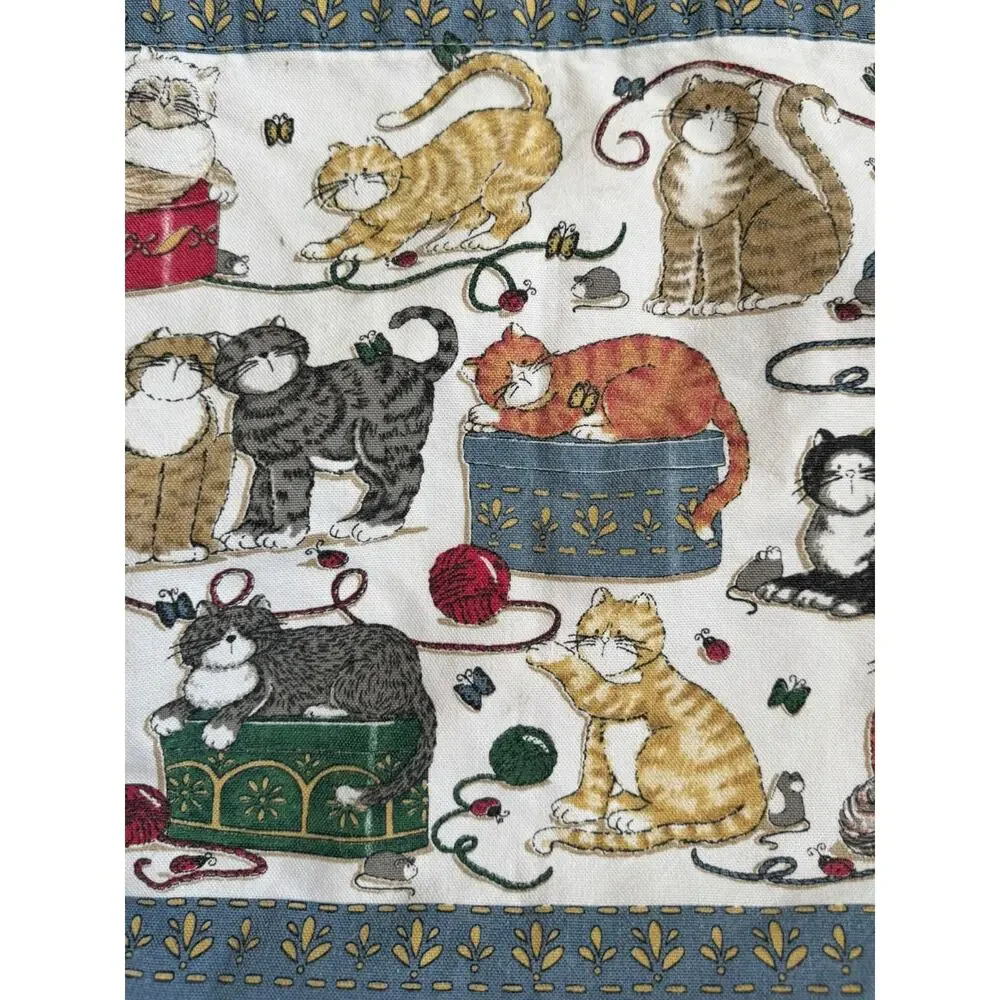 Vintage Y2K Deb Strain Cats Galore Tote Bag Cat Lady Cottagecore Made in USA